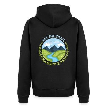 Wandern, Bergwandern, Trekken, Trekking-Design - Unisex Premium Bio Zip Hoodie - Schwarz - Hinten - Nico (187cm)