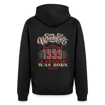 1999 birthday, November-1999, 11-1999 birthday - Unisex Premium Organic Zip Hoodie - black - Back - Nico (187cm)