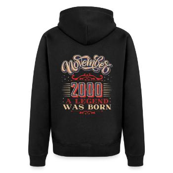 2000th birthday, November-2000, 11-2000 - Unisex Premium Organic Zip Hoodie - black - Back - Nico (187cm)