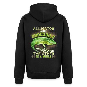 Krokodil-Crocodile Alligatoren lustiger Spruch Pun - Unisex Premium Bio Zip Hoodie - Schwarz - Hinten - Nico (187cm)