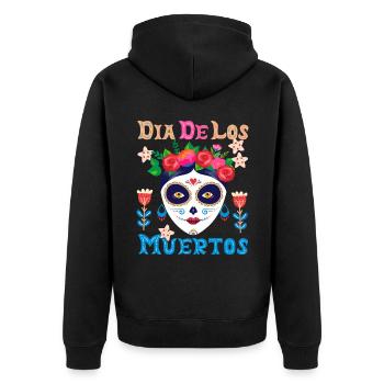 Dia-de-los-Muertos, La-Catrina Mexico, sugar-skull - Unisex Premium Organic Zip Hoodie - black - Back - Nico (187cm)