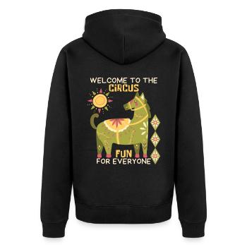 Cirque, drôle de dicton avec cheval, cheval de cirque - Veste à capuche bio Premium Unisexe - noir - Dos - Nico (187cm)