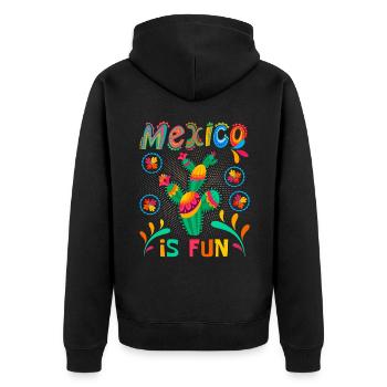Mexique, dicton, motif de cactus - Veste à capuche bio Premium Unisexe - noir - Dos - Nico (187cm)