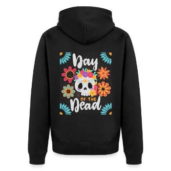 Day-of-the-Dead, Sugar-Skull - Unisex Premium Organic Zip Hoodie - black - Back - Nico (187cm)