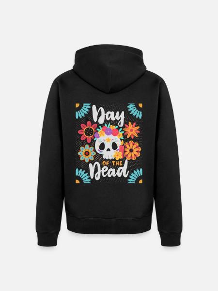 Day-of-the-Dead, Sugar-Skull - Unisex Premium Organic Zip Hoodie - black
