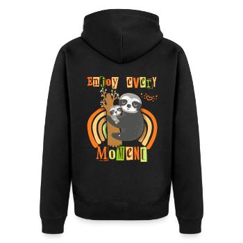 Sloth Sloth, Mama Sloth, Saying Mother's Day - Unisex Premium Organic Zip Hoodie - black - Back - Nico (187cm)