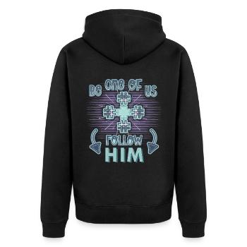 Christlicher Spruch Jesus Christus, Kreuz - Unisex Premium Bio Zip Hoodie - Schwarz - Hinten - Nico (187cm)