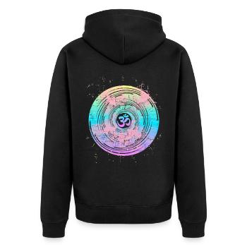 Om-Symbol Om-Zeichen, Mandala-Om, Yoga-Yogi - Unisex Premium Bio Zip Hoodie - Schwarz - Hinten - Nico (187cm)