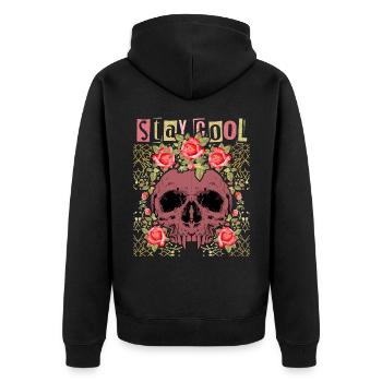 Crâne avec des roses, drôle de dicton Stay-Cool - Veste à capuche bio Premium Unisexe - noir - Dos - Nico (187cm)