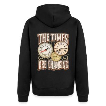 Dire avec montre, montre de poche, inspiration motivationnelle - Veste à capuche bio Premium Unisexe - noir - Dos - Nico (187cm)