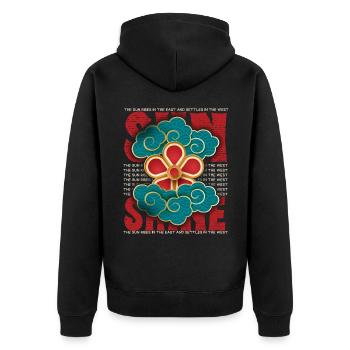Sommer Summer, Sonne, Wolken 3d Asien Design - Unisex Premium Bio Zip Hoodie - Schwarz - Hinten - Nico (187cm)