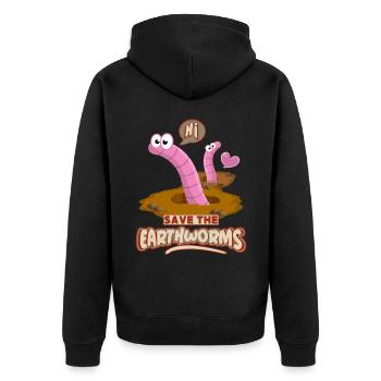 Rettet den Regenwurm Würmer-worms lustiger Spruch - Unisex Premium Bio Zip Hoodie - Schwarz - Hinten - Nico (187cm)