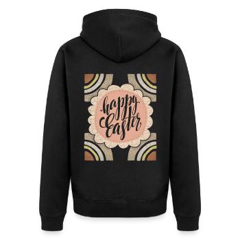 Vintage Pâques Joyeuses Pâques Dicton Calligraphie - Veste à capuche bio Premium Unisexe - noir - Dos - Nico (187cm)