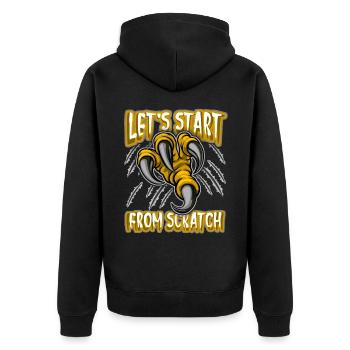 Klaue, Dinosaurier Kralle lustiger Spruch, Pun - Unisex Premium Bio Zip Hoodie - Schwarz - Hinten - Nico (187cm)