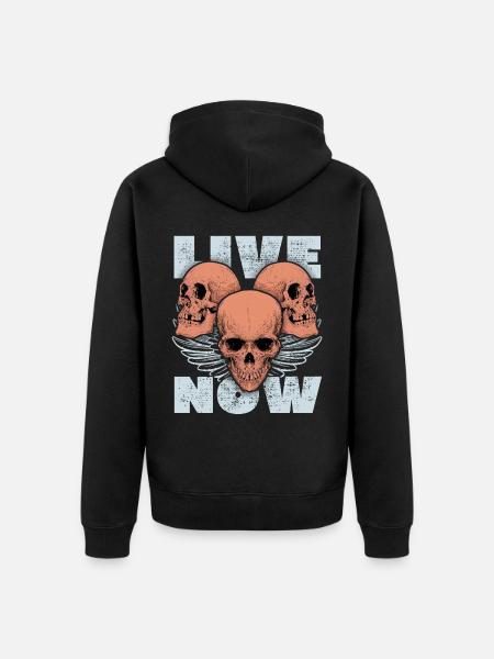 3 skulls, 3 skulls, angel wings saying - Unisex Premium Organic Zip Hoodie - black