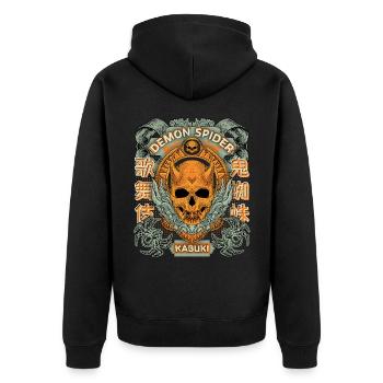 Kabuki-Theater, Japanisches Theater, Spinne Maske - Unisex Premium Bio Zip Hoodie - Schwarz - Hinten - Nico (187cm)