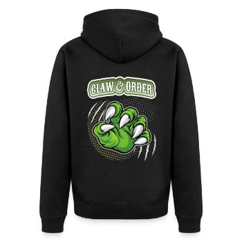 Klaue, Dinosaurier Kralle lustiger Spruch, Pun - Unisex Premium Bio Zip Hoodie - Schwarz - Hinten - Nico (187cm)