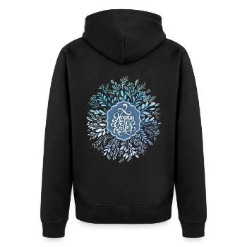 Joyeuses Pâques, couronne de Pâques, aquarelle, calligraphie - Veste à capuche bio Premium Unisexe - noir - Dos - Nico (187cm)