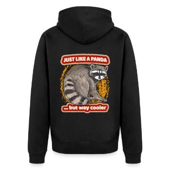 Panda-Spruch, Pandabär, Waschbär-Racoon Spruch - Unisex Premium Bio Zip Hoodie - Schwarz - Hinten - Nico (187cm)