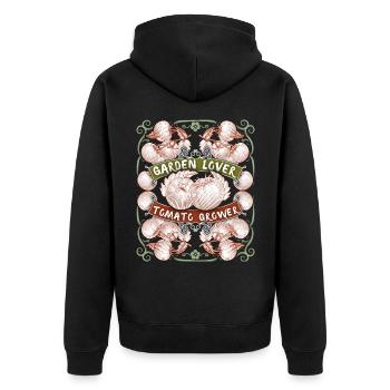 Tomaten, Gemüsegarten, Spruch Gärtner - Unisex Premium Bio Zip Hoodie - Schwarz - Hinten - Nico (187cm)