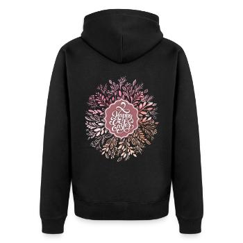 Couronne de Pâques, Aquarelle, Joyeuses Pâques, Calligraphie - Veste à capuche bio Premium Unisexe - noir - Dos - Nico (187cm)