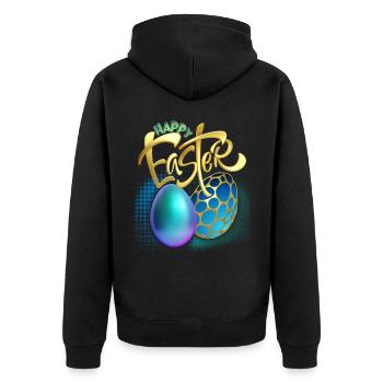 Happy-Easter Calligraphy Happy Easter 3d Easter Eggs - Unisex Premium Organic Zip Hoodie - black - Back - Nico (187cm)