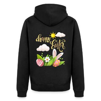Happy-Easter Calligraphy, Easter Egg, Happy Easter - Unisex Premium Organic Zip Hoodie - black - Back - Nico (187cm)