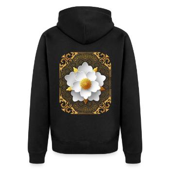 Vintage mandala with 3d flower, vintage style - Unisex Premium Organic Zip Hoodie - black - Back - Nico (187cm)