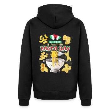 Pâtes, Pizza Pâtes, Pâtes, Pâtes italiennes - Veste à capuche bio Premium Unisexe - noir - Dos - Nico (187cm)