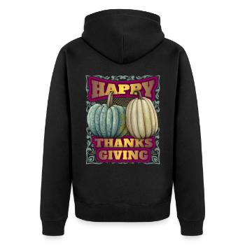 Thanksgiving vintage, Joyeux Thanksgiving - Veste à capuche bio Premium Unisexe - noir - Dos - Nico (187cm)