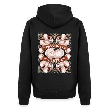 Tomato grower, vegetable garden, saying gardener - Unisex Premium Organic Zip Hoodie - black - Back - Nico (187cm)