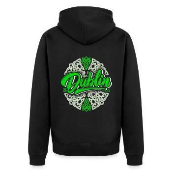 Dublin Dublin-Ireland Ireland, Dublin logo, Celtic - Unisex Premium Organic Zip Hoodie - black - Back - Nico (187cm)