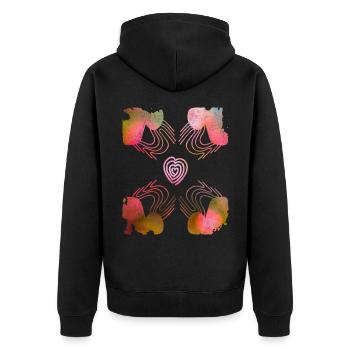 Valentinstag, Herz, Wedding, Hochzeit, romantisch - Unisex Premium Bio Zip Hoodie - Schwarz - Hinten - Nico (187cm)