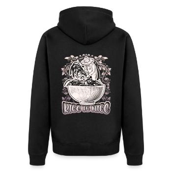Rice, rice bowl, rice farmer, saying - Unisex Premium Organic Zip Hoodie - black - Back - Nico (187cm)