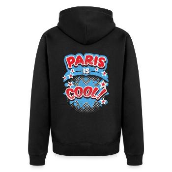 Paris-France, Ville-Paris, France Dicton - Veste à capuche bio Premium Unisexe - noir - Dos - Nico (187cm)