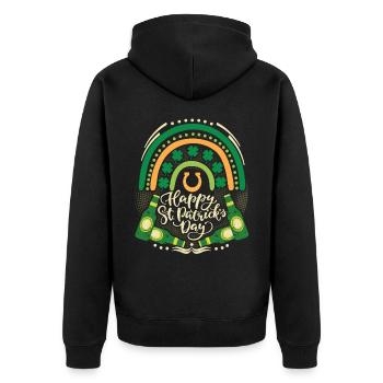 St Patrick's Day Beer Drinker, Irish, Rainbow - Unisex Premium Organic Zip Hoodie - black - Back - Nico (187cm)