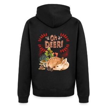 Chevreuil Bambi fauve dans la forêt drôle de dicton, jeu de mots - Veste à capuche bio Premium Unisexe - noir - Dos - Nico (187cm)