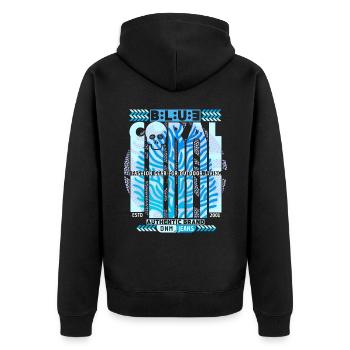 Vintage-Fashion Design, Clothing Label, Geburtstag - Unisex Premium Bio Zip Hoodie - Schwarz - Hinten - Nico (187cm)
