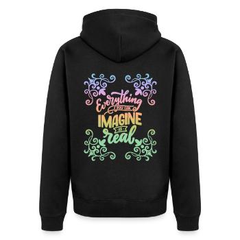 Motivationsspruch, inspirierend, Regenbogen - Unisex Premium Bio Zip Hoodie - Schwarz - Hinten - Nico (187cm)