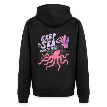 Ocean, Sea, Octopus, Marine Conservation - Unisex Premium Organic Zip Hoodie - black - Back - Nico (187cm)