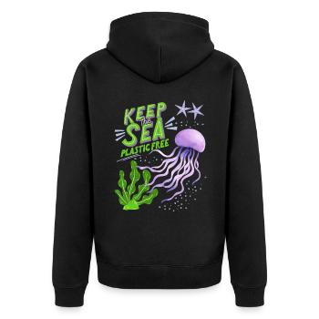 EC internal market, free movement of goods, free movement of persons, free movement of persons, right of establishment - Unisex Premium Organic Zip Hoodie - black - Back - Nico (187cm)