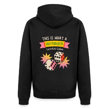 Winner Winner, Dice Gamer Saying Dice Game - Unisex Premium Organic Zip Hoodie - black - Back - Nico (187cm)