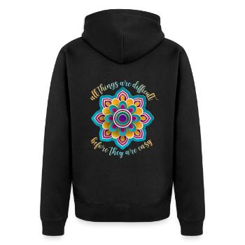 Mandala motivation, motivational saying, saying - Unisex Premium Organic Zip Hoodie - black - Back - Nico (187cm)