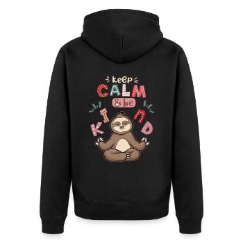 Yoga, Yoga-Faultier, Yoga-Sloth, Keep-Calm, Spruch - Unisex Premium Bio Zip Hoodie - Schwarz - Hinten - Nico (187cm)
