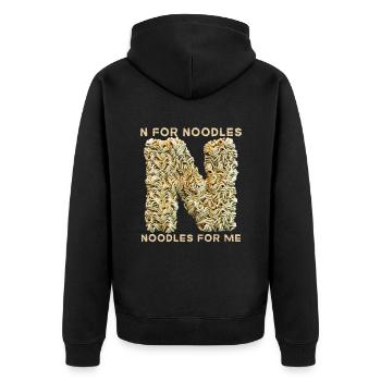 Nouilles, pâtes, drôle de dicton, quota de nouilles - Veste à capuche bio Premium Unisexe - noir - Dos - Nico (187cm)