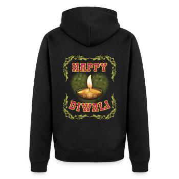 Happy-Diwali, indisches Lichterfest Diwali, Indien - Unisex Premium Bio Zip Hoodie - Schwarz - Hinten - Nico (187cm)