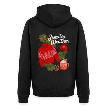 Pull-Weather, drôle de dicton, hiver, pull - Veste à capuche bio Premium Unisexe - noir - Dos - Nico (187cm)