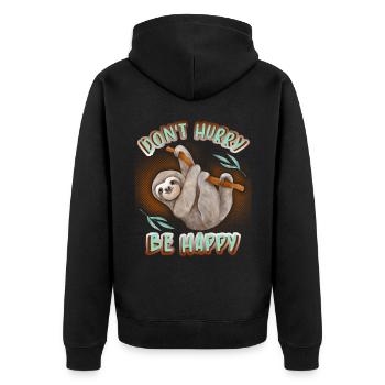 Sloth, sloth, funny saying Don't Hurry - Unisex Premium Organic Zip Hoodie - black - Back - Nico (187cm)
