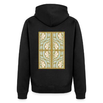 Art Nouveau, Arts & Crafts, Esthétique, Vintage-1900 - Veste à capuche bio Premium Unisexe - noir - Dos - Nico (187cm)