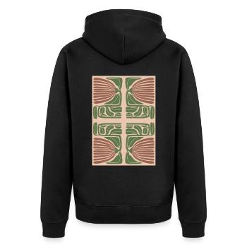 Art Nouveau, Arts & Crafts, Esthétique, Vintage-1900 - Veste à capuche bio Premium Unisexe - noir - Dos - Nico (187cm)